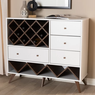 Baxton Studio Savino And Walnut Finished Wood Wine Cabinet White/Brown - BaxtonStudio 6 Baxton Studio Savino And Walnut Finished Wood Wine Cabinet White/Brown - BaxtonStudio - Image 4