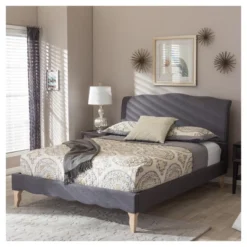 Queen Fannie French Classic Modern Style Polyester Fabric Platform Bed Dark Gray - Baxton Studio -Baxton Studio GUEST 82070dc3 6389 4ce9 ba52 d5794d23d5c4