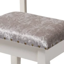 2pc Veronique White Finished Wood Vanity Table With Mirror And Ottoman White - Baxton Studio -Baxton Studio GUEST 83878cd8 7647 4b44 bb7a 32cc1051658f