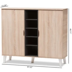 Adelina Mid - Century Modern 2 - Door Wood Shoe Cabinet - Brown - Baxton Studio -Baxton Studio GUEST 8410a1c0 2b3c 4129 9a6f 819e483aeb9b