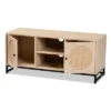 Ardon Bohemian Wood And Metal 2 Door Natural Rattan TV Stand For TVs Up To 40" Light Brown/Black - Baxton Studio -Baxton Studio GUEST 84c9e31b 9c44 400e 854e 88647831c5e7