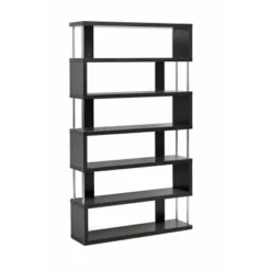75.5" Barnes Six Shelf Modern Bookshelf Dark Brown - Baxton Studio
