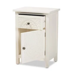 Lambert Wood 1 Drawer Nightstand White - Baxton Studio -Baxton Studio GUEST 85d2e21e c87b 4de7 a5aa 0197ae98d165
