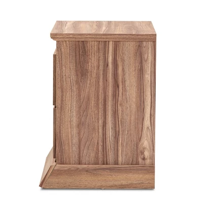 Ryker Oak Finished 2 Drawer Wood Nightstand Brown - Baxton Studio 7 Ryker Oak Finished 2 Drawer Wood Nightstand Brown - Baxton Studio - Image 5