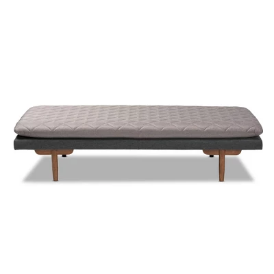 Twin Two Marit Tone Upholstered Wood Daybed Gray/Walnut - Baxton Studio 9 Twin Two Marit Tone Upholstered Wood Daybed Gray/Walnut - Baxton Studio - Image 7