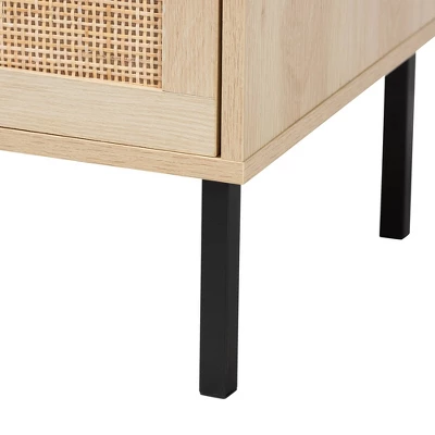 Caterina Wood And Natural Rattan 1 Door End Table Natural Brown/Black - Baxton Studio 8 Caterina Wood And Natural Rattan 1 Door End Table Natural Brown/Black - Baxton Studio - Image 6
