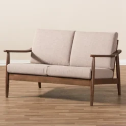 Venza Mid-Modern Walnut Wood Fabric Upholstered 2 Seater Loveseat Light Brown - Baxton Studio 16 Venza Mid-Modern Walnut Wood Fabric Upholstered 2 Seater Loveseat Light Brown - Baxton Studio -Baxton Studio GUEST 873318d1 b848 4e9f ac5b 1c40c424a25b
