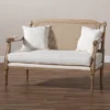 Clemence Upholstered Whitewashed Wood Sofa Loveseat Ivory/Oak - Baxton Studio -Baxton Studio GUEST 87e450ef 858f 4f7e 86a6 6c12a77c662f