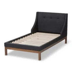 Louvain Modern And Contemporary Fabric Upholstered Walnut - Finished Platform Bed Dark Gray - Baxton Studio -Baxton Studio GUEST 88f15fdd 2749 4f20 b9f5 815b733eed6f