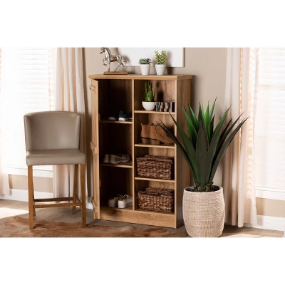 1 Door Eren Farmhouse Natural Wood Shoe Cabinet Brown - Baxton Studio 8 1 Door Eren Farmhouse Natural Wood Shoe Cabinet Brown - Baxton Studio - Image 6