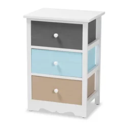Kalila Wood 3 Drawer Nightstand White - Baxton Studio -Baxton Studio GUEST 891920c7 edb9 4249 99af d6dc4af202c2