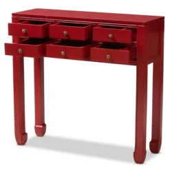 Pomme Accent 6 Drawer Console Table Red - Baxton Studio -Baxton Studio GUEST 8926acbc a54b 4920 92b5 7374f3fca7a3