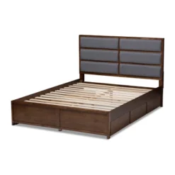 Macey Modern And Contemporary Fabric Upholstered Walnut Finished Storage Platform Bed Gray/Brown - Baxton Studio -Baxton Studio GUEST 89a485b6 8522 4a9c a185 7254ead44409