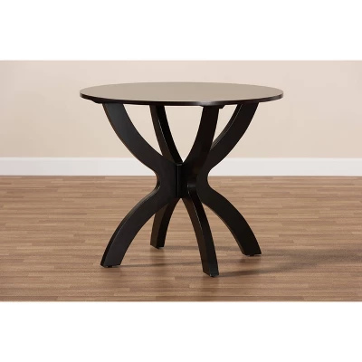 35" Tilde Wide Round Wood Dining Table - Baxton Studio 7 35" Tilde Wide Round Wood Dining Table - Baxton Studio - Image 5