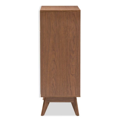 Calypso Mid - Century Modern Wood Storage Shoe Cabinet - Brown - Baxton Studio 5 Calypso Mid - Century Modern Wood Storage Shoe Cabinet - Brown - Baxton Studio - Image 3
