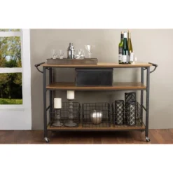 Lancashire Wood & Metal Kitchen Cart Brown - Baxton Studio 7 Lancashire Wood & Metal Kitchen Cart Brown - Baxton Studio -Baxton Studio GUEST 8adda904 ab5f 4b5c bc8f 668435519edb