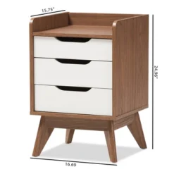 Brighton Mid - Century Modern Wood 3 - Drawer Storage Nightstand - Brown - Baxton Studio -Baxton Studio GUEST 8b324236 da1e 4436 8bdc 5805f9300230