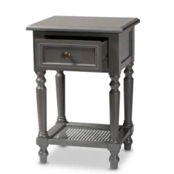Sheldon Vintage Wood 1 Drawer Nightstand Gray - Baxton Studio