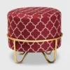 Candice Quatrefoil Velvet Upholstered Metal Ottoman Red - Baxton Studio -Baxton Studio GUEST 8b6e6c57 fb9d 4fca 81da ce800cf01b00