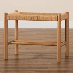 Saura Wood Hemp Accent Bench Oak Brown - Baxton Studio -Baxton Studio GUEST 8b702ed0 618c 4e66 8d8f 1e91945b9c7c