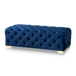 Avara Velvet Button Tufted Bench Ottoman - Baxton Studio -Baxton Studio GUEST 8b8fbf5e 8255 4757 9f4c 85ad83edf5f1