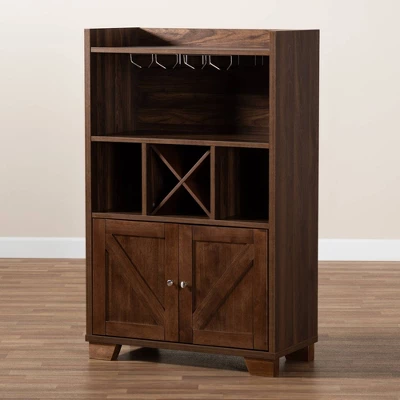 Carrie Walnut Finished Wood Wine Storage Cabinet Walnut - Baxton Studio 11 Carrie Walnut Finished Wood Wine Storage Cabinet Walnut - Baxton Studio - Image 9