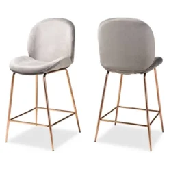 2pc Lander Velvet Fabric Upholstered Metal Counter Stool Set - Baxton Studio -Baxton Studio GUEST 8cc94e6f 9aff 406a 9a2d a46fccef3bc6