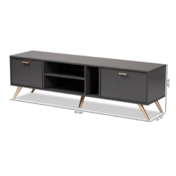 Kelson Wood TV Stand For TVs Up To 55" Dark Gray/Gold - Baxton Studio -Baxton Studio GUEST 8daa77b0 01e9 47a6 b3ef 0595c968315a