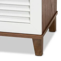 Coolidge 8 Shelf Wood Shoe Cabinet White/Walnut - Baxton Studio -Baxton Studio GUEST 8e2726ef 29fb 4b12 998f 576f61df197d