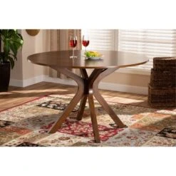 48" Kenji Wide Round Wood Dining Table Walnut - Baxton Studio -Baxton Studio GUEST 8e85b374 8f5f 4b5d 8511 b0492cc72dc6