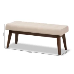 Elia Mid Century Modern Walnut Wood Fabric Button Tufted Bench - Baxton Studio -Baxton Studio GUEST 8fb445ab f91c 4234 93f4 d9fa26c6101a