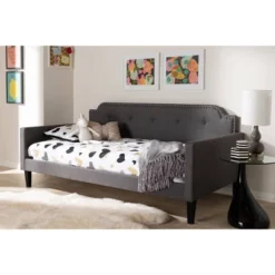 Twin Packer Fabric Upholstered Sofa Daybed Gray - Baxton Studio -Baxton Studio GUEST 8fd8d878 c33d 4986 a508 b041de2f3ecb