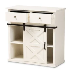 Nadia Wood And Metal 2 Door Sideboard Buffet White/Black - Baxton Studio
