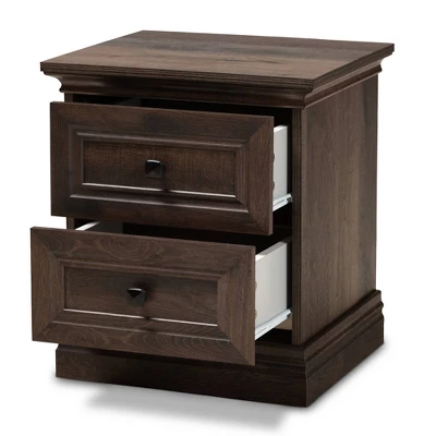 Nolan 2 Drawer Wood Nightstand Brown/Black - Baxton Studio 3 Nolan 2 Drawer Wood Nightstand Brown/Black - Baxton Studio