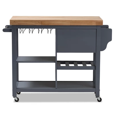 Sunderland Coastal And Farmhouse Natural Wood Kitchen Cart Gray, Light Brown - Baxton Studio 11 Sunderland Coastal And Farmhouse Natural Wood Kitchen Cart Gray, Light Brown - Baxton Studio - Image 10
