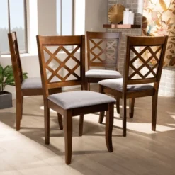Set Of 4 Brigitte Dining Chair Gray/Walnut - Baxton Studio -Baxton Studio GUEST 91bc65bc ad1c 466a 8e77 aa508bbe4355