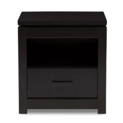 Bienna Modern And Contemporary Finished 1 Drawer Nightstand Dark Brown - Baxton Studio -Baxton Studio GUEST 9207c049 0804 47bb 82a0 19cf22e17df4