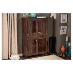 Fernanda Modern And Contemporary 4-Door Wooden Entryway Shoes Storage Tall Cabinet - Oak Brown - Baxton Studio -Baxton Studio GUEST 9208c6f3 3241 4fc7 96de 8bc35b66011b