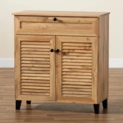 Coolidge Wood 1 Drawer Storage Cabinet Oak Brown - Baxton Studio -Baxton Studio GUEST 920b2e7c 687f 487a 88da 164a516d4cdf
