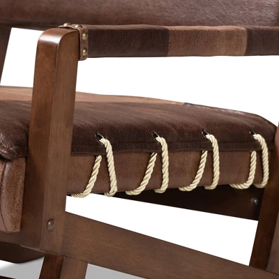 Rovelyn Faux Leather Walnut Finished Wood Lounge Chair Brown - Baxton Studio 6 Rovelyn Faux Leather Walnut Finished Wood Lounge Chair Brown - Baxton Studio - Image 4
