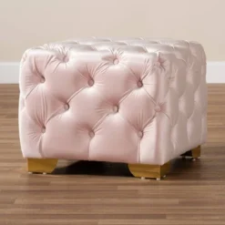 Avara Velvet Finished Button Tufted Ottoman Pink - Baxton Studio -Baxton Studio GUEST 92238978 d885 4c5a a4b5 0bfdab18b79d