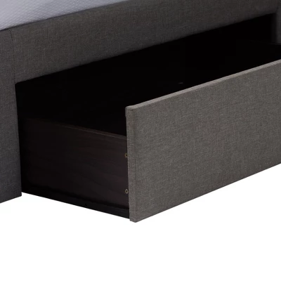 King Rene Modern And Contemporary Fabric 4-Drawer Storage Platform Bed Gray - Baxton Studio 8 King Rene Modern And Contemporary Fabric 4-Drawer Storage Platform Bed Gray - Baxton Studio - Image 6