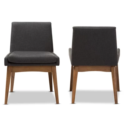 Set Of 2 Nexus Mid Century Modern Walnut Wood Fabric Upholstered Dining Side Chair - Baxton Studio 3 Set Of 2 Nexus Mid Century Modern Walnut Wood Fabric Upholstered Dining Side Chair - Baxton Studio