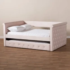 Full Amaya Velvet Daybed With Trundle Pink - Baxton Studio -Baxton Studio GUEST 9252961e 244c 478f 8fd3 f143add99edd