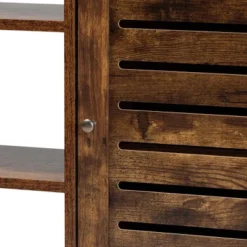 Wayland Rustic Wood And Metal 1 Door Shoe Storage Cabinet Brown/Black - Baxton Studio -Baxton Studio GUEST 9267453a 98d5 44c5 979e 4e252ec4b5ed