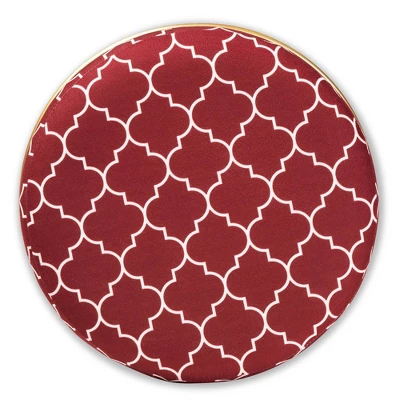 Candice Quatrefoil Velvet Upholstered Metal Ottoman Red - Baxton Studio 4 Candice Quatrefoil Velvet Upholstered Metal Ottoman Red - Baxton Studio - Image 2