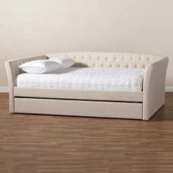 Delora Upholstered Daybed With Trundle Beige - Baxton Studio -Baxton Studio GUEST 93f7d579 9dec 4b75 b063 bba5e108b395