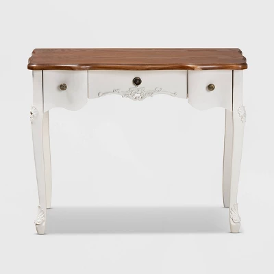 Sophie Small 3 Drawer Wood Console Table White/Brown - Baxton Studio 4 Sophie Small 3 Drawer Wood Console Table White/Brown - Baxton Studio - Image 2