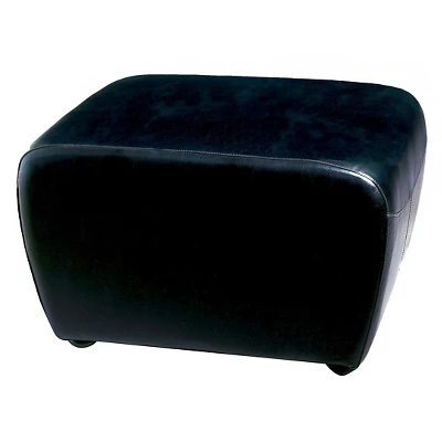 Full Leather Ottoman With Rounded Sides Black - Baxton Studio 3 Full Leather Ottoman With Rounded Sides Black - Baxton Studio