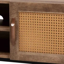 Veanna Bohemian Natural Wood And Metal 2 Door Synthetic Rattan TV Stand For TVs Up To 40" Brown/Black - Baxton Studio 14 Veanna Bohemian Natural Wood And Metal 2 Door Synthetic Rattan TV Stand For TVs Up To 40" Brown/Black - Baxton Studio -Baxton Studio GUEST 95120bf1 3c41 48cd 8540 f92799ebc80a